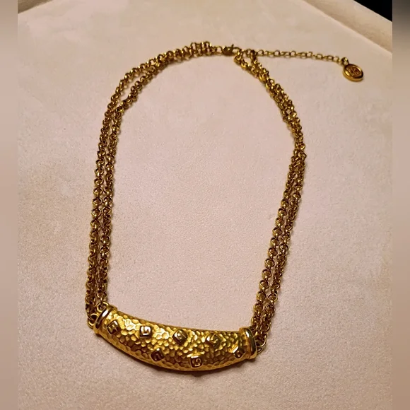 Givenchy Vintage G Logos Two Chain Necklace